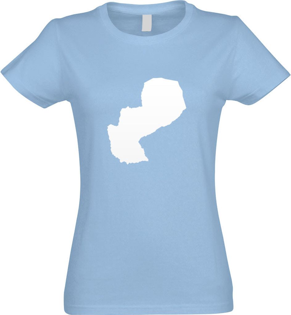 Kiwistar - T-Shirt tailliert - Damen - himmelblau - Paraguay Umriss Kontur - mit Motiv Bedruckt - Funshirt Design - Sport - Freizeit - Damen - L