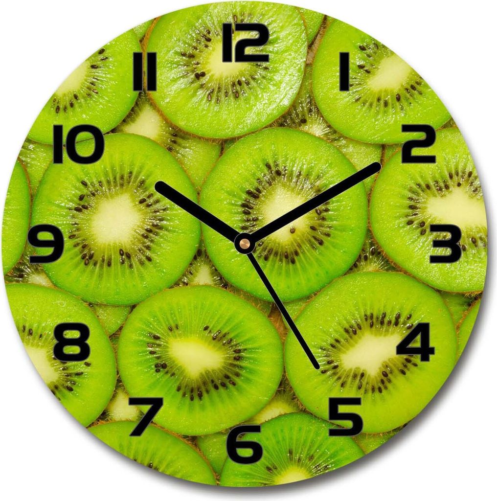 Wanduhr aus Glas 30fi Glasbild Glasuhr Gehärtetes Glas - schwarze-zeiger - Kiwi