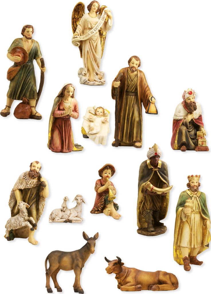 13x FADEDA Krippenfiguren / Höhe:10 cm / handbemalt / detailgetreue Krippen Figuren - Weihnachten Tisch Dekoration Krippe Zubehör