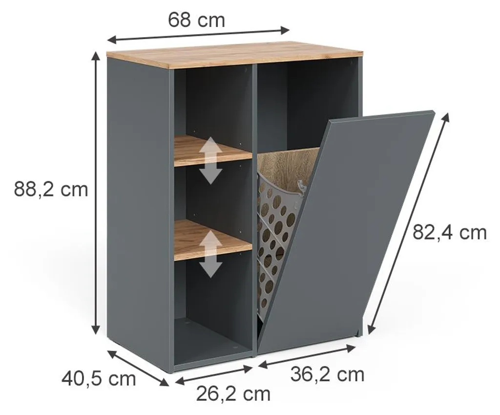Armoire de salle de bain Vicco Viktor 55164 Anthracite et Chêne 88cm