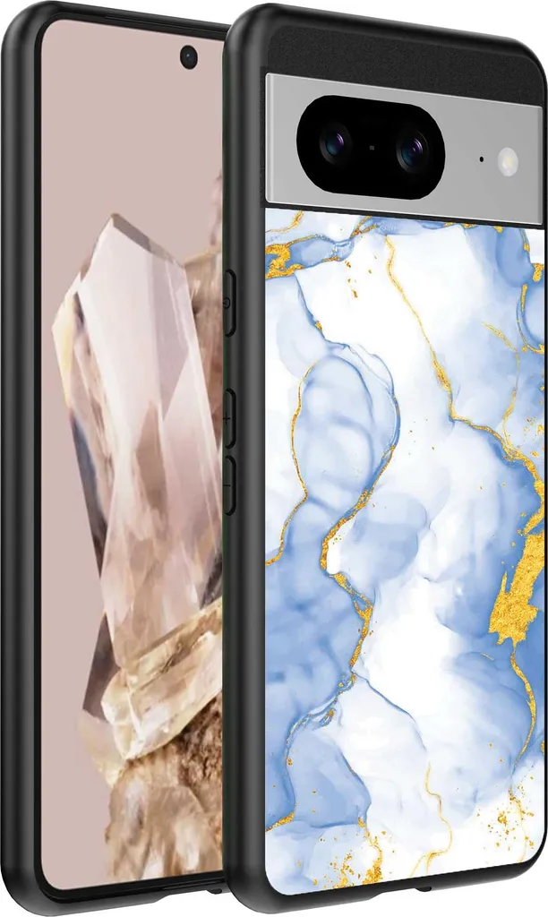 Regalo Originale Pixel 8 Pro Cover Marmo Blu Oro | Smartphonica TPU