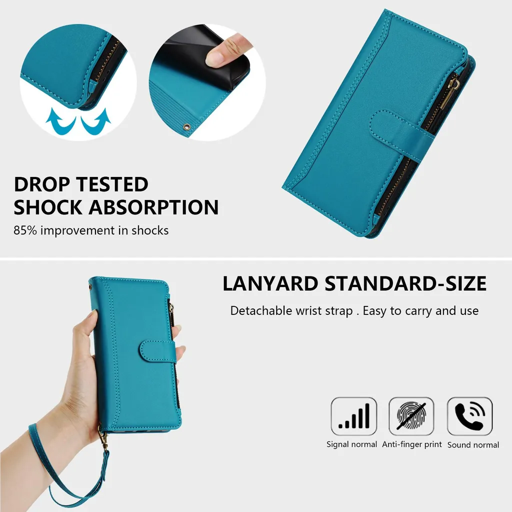 Custodia Business Fairphone 6 Blu Lago: Pelle Sintetica e Zip - 5