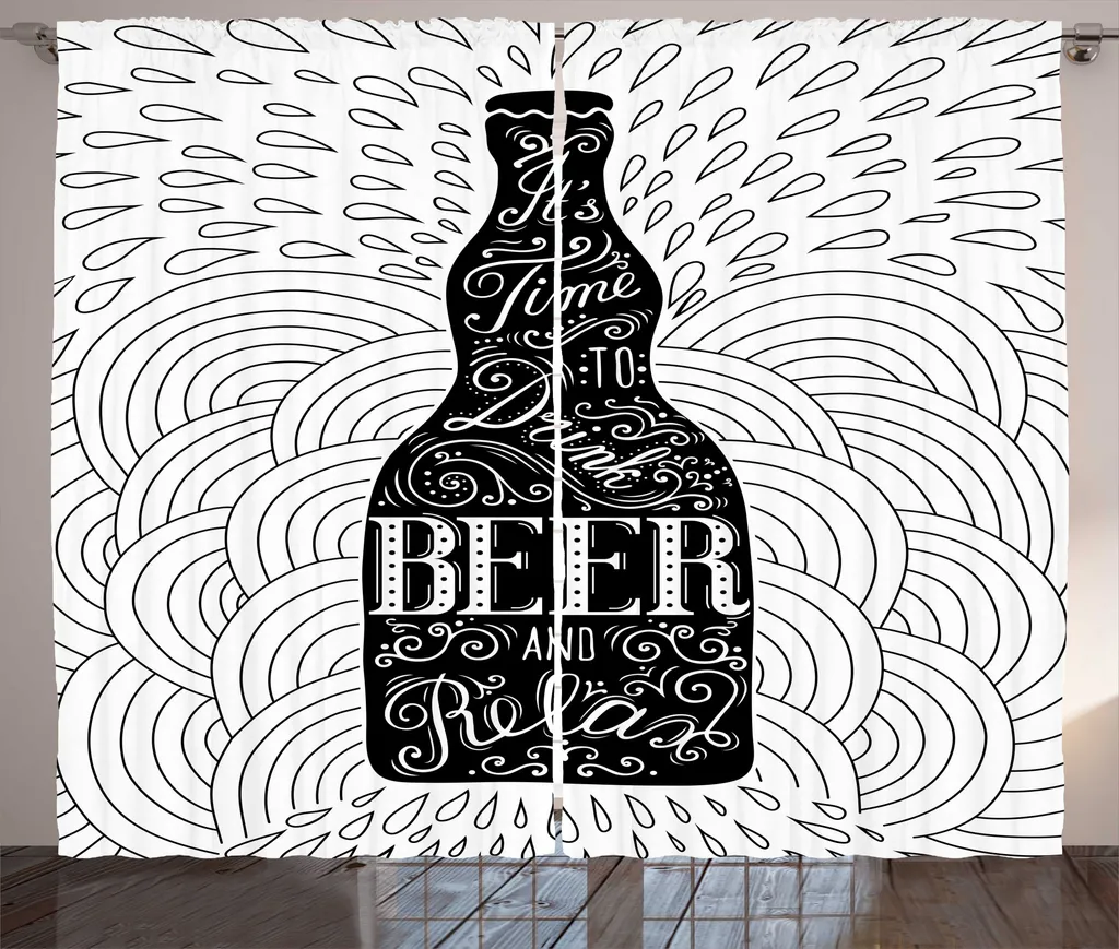 Rideaux Universels pour Salon avec Crochets Motif Bière 280x225 cm