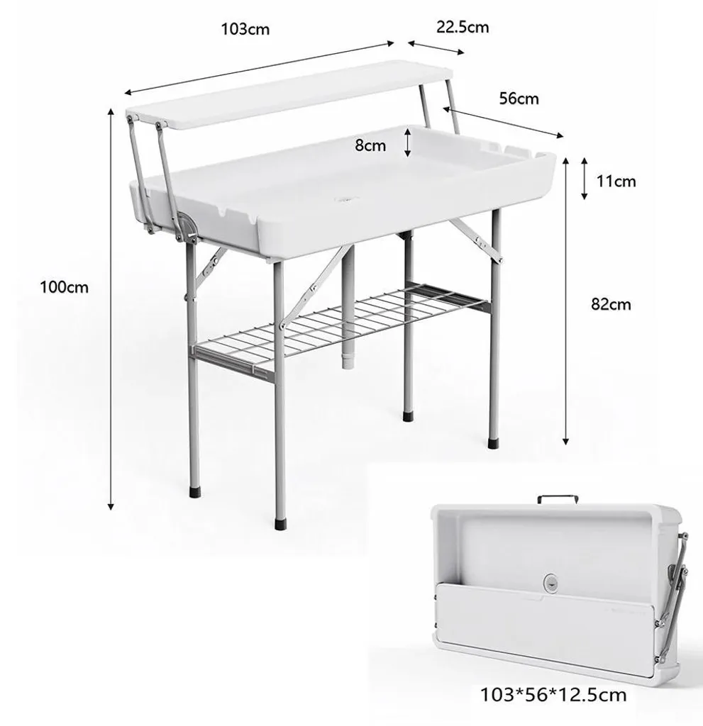 Table d'appoint avec bac à glace pour buffet extérieur et camping - 7