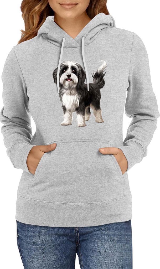 Damen Kapuzenpullover Dogs Breeds Havanese Dog Breed 005, Lady 2XL / Grau