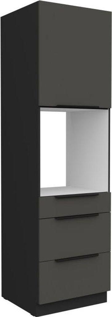 Einbau-Backofenschrank mit Schubladen LUNARA – Breite 60 cm, Graphit/Schwarz
