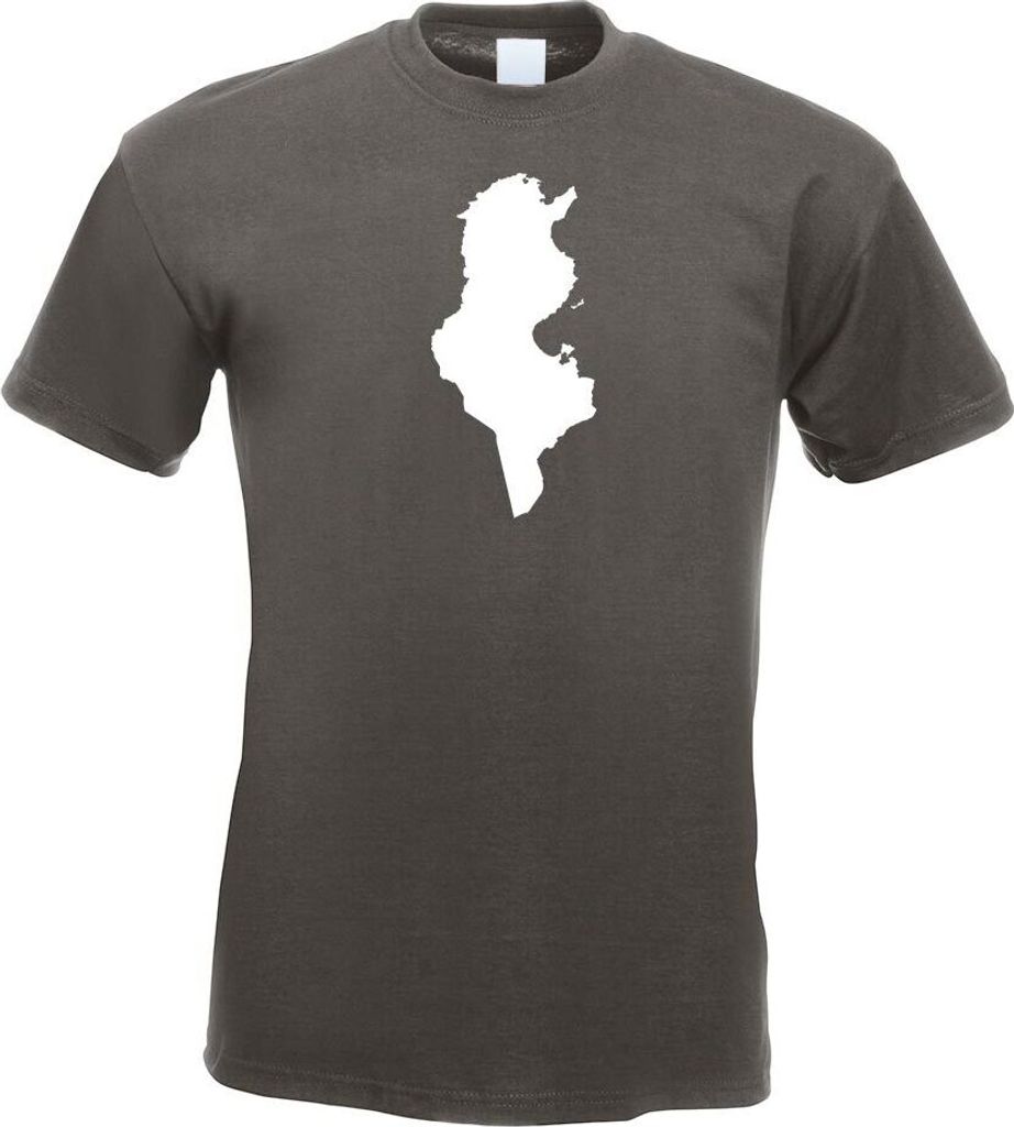 Kiwistar - T-Shirt - Graphit - Tunesien Umriss Kontur Herren Funshirt Bedruckt Design Sprüche Spruch Motive - mit Motiv Bedruckt - Funshirt Design...