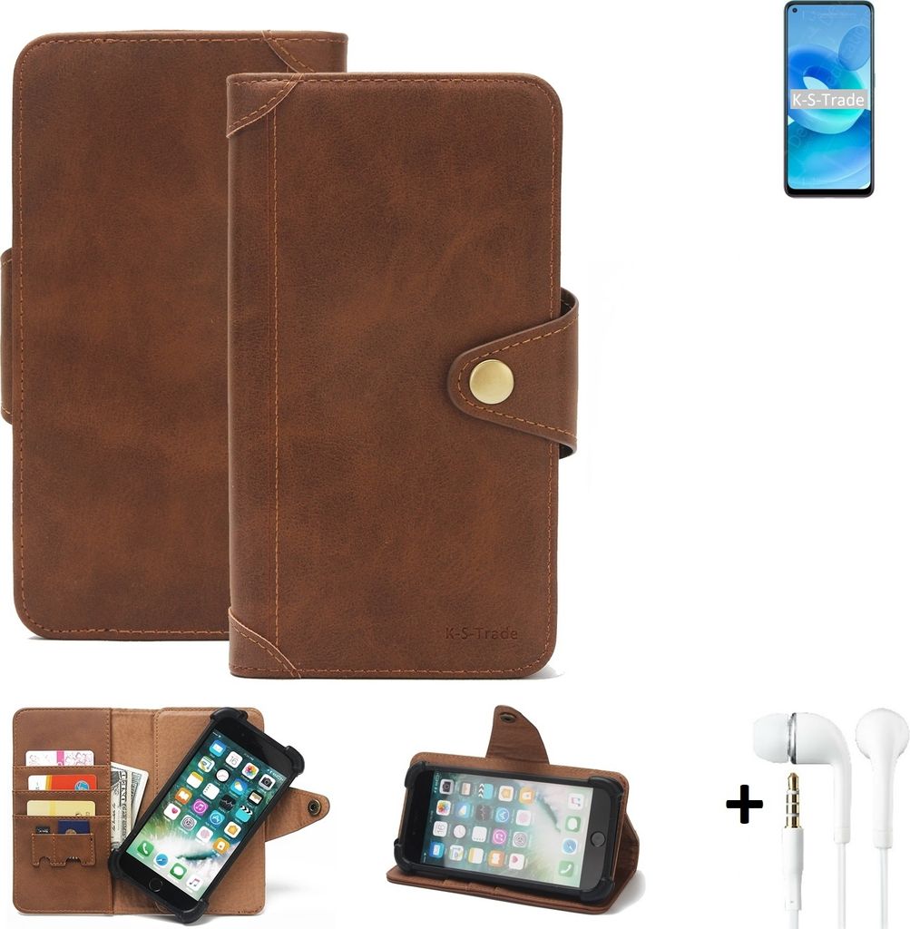 K-S-Trade Handyhülle Schutzhülle kompatibel mit Oppo A95 5G Walletcase Bookstyle Schutz Case Hülle Wallet Flipcase Cover PolyurethanBraun inkl. ...