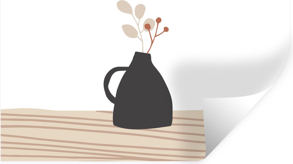 MuchoWow Wandtattoo Wandsticker Wandaufkleber Sommer - Blume - Schwarz 30x20 cm Selbstklebend und Repositionierbar - Wierderverwendbar - Selbstkl...