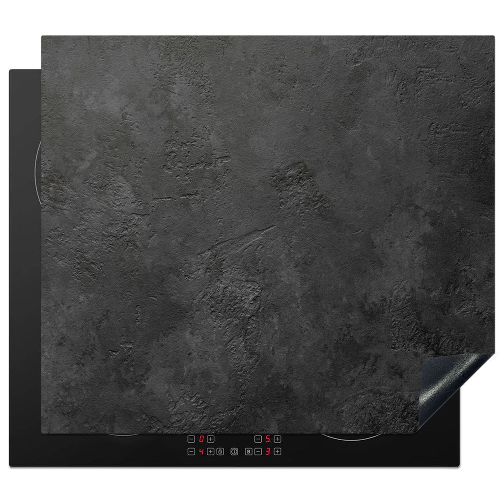KitchenYeah Herdabdeckplatte Beton - Strukturiert - Industriell - Schwarz - Grau , 58x51cm, Küche Deko, Glaskeramikkochfeld Herdabdeckung, Abdec...