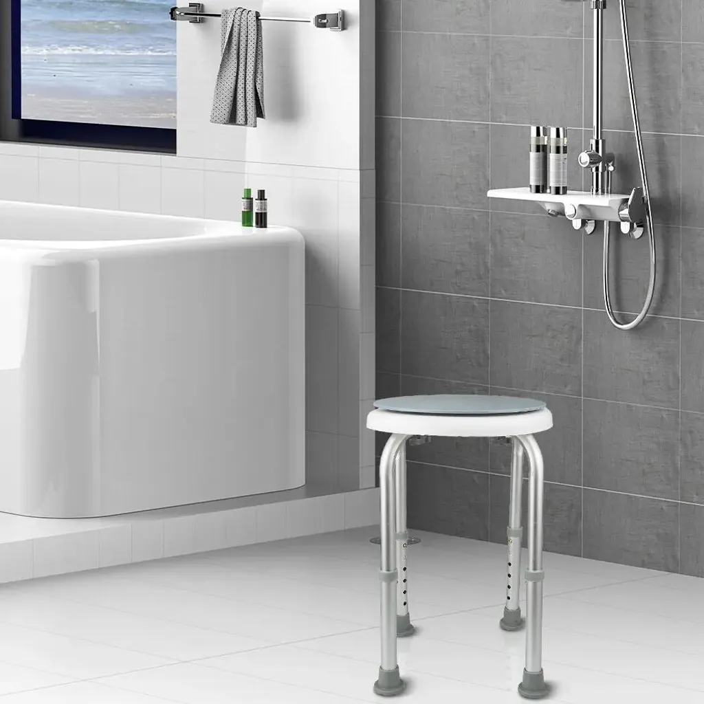 Siège de douche ergonomique réglable sans outils coloris bleu blanc