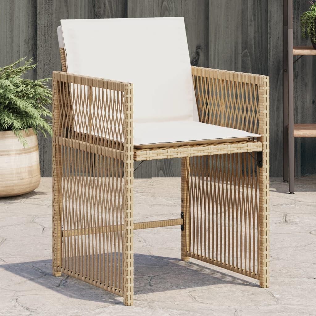 "Schlussverkauf" Gartenstühle mit Kissen 4 Stk. - VIDAXL - Beige Poly Rattan C17615