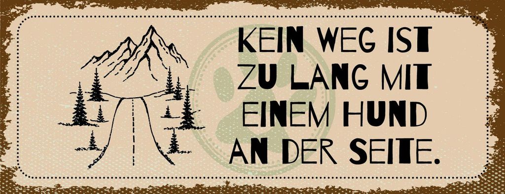 vianmo Holzschild 10x27 cm Kein weg zu lang Hund