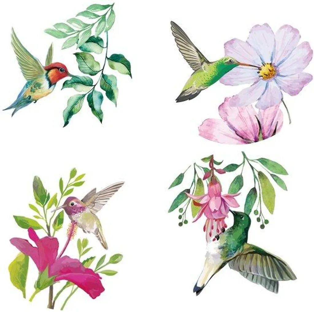 Protection oiseaux pour baies vitrées Kolibri - Fleurs 16x16 cm