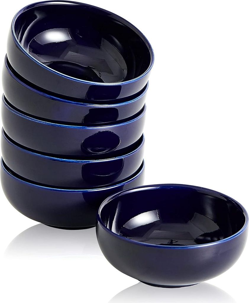 Kleine keramische kommen - Set von 6 - 70ml Mini kommen für Dips - Sojasauce Schale - 7,5 cm Dip Schüssel (Marine)