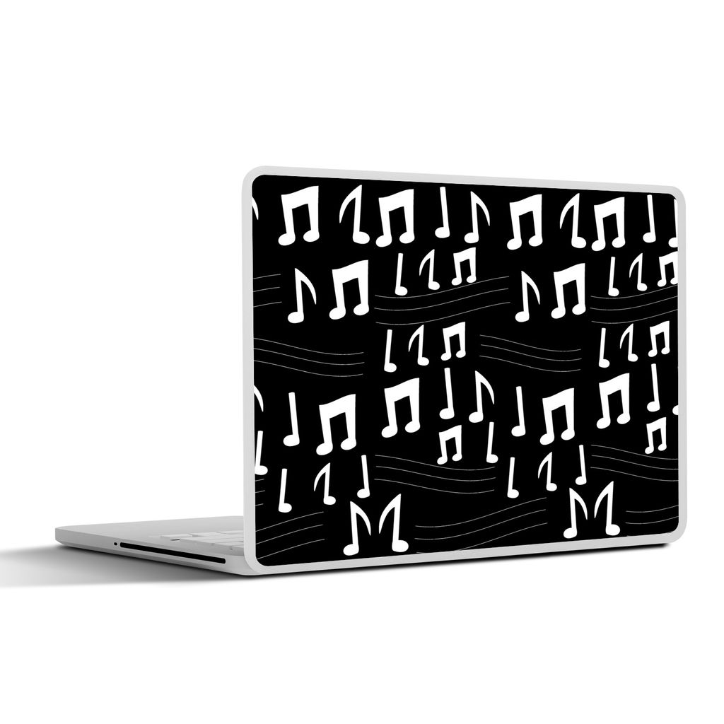 MuchoWow Laptop Aufkleber Sticker Cover Musik - Schwarz und Weiß - Muster 36.5x27.5 cm - Laptop-Sticker