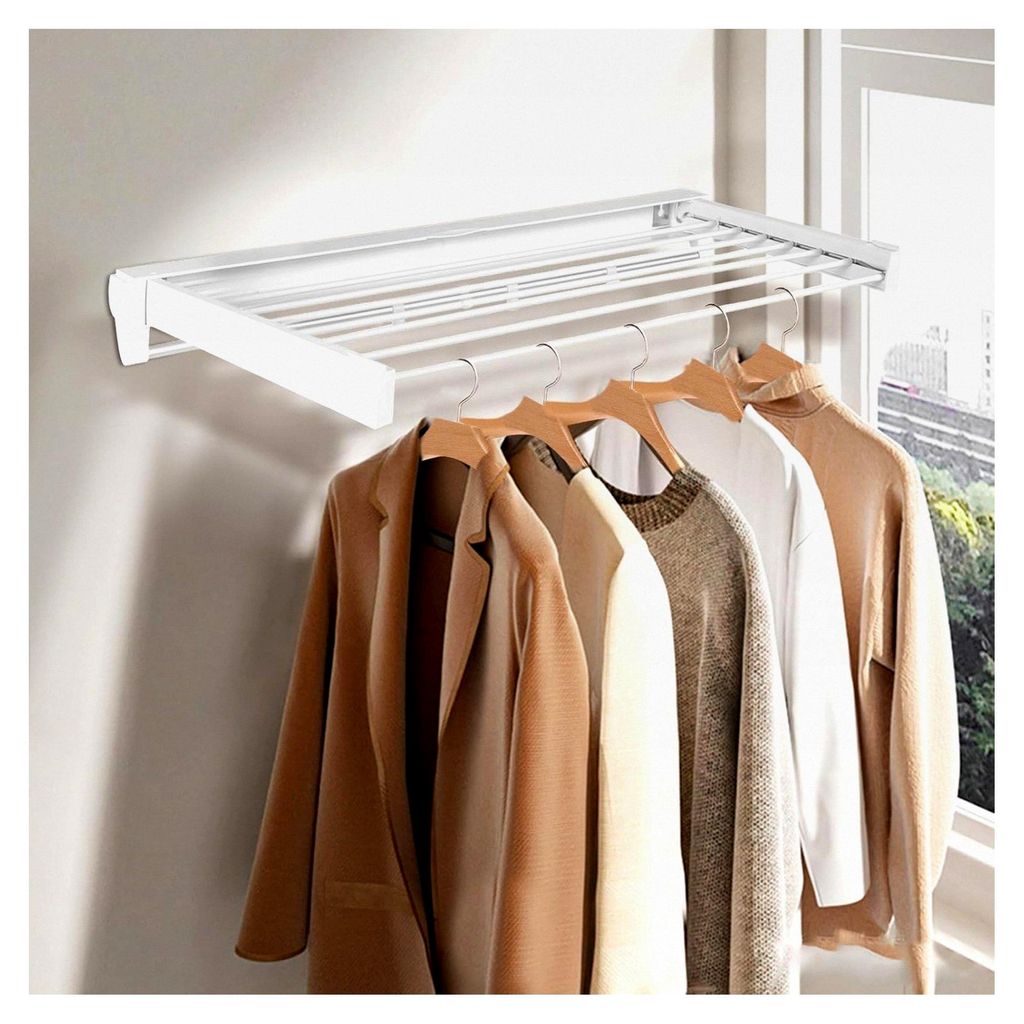Wandmontierter Wäscheständer, Unsichtbarer Wäscheständer zur Wandmontage, Ausziehbarer Wäscheständer für Badezimmer, Balkon, Terrasse, platz...
