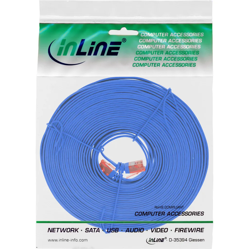 InLine® 71615B Patchkabel flach, U/UTP, Cat.6, blau, 15m - 6