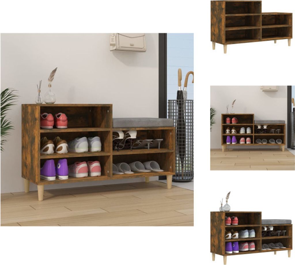 vidaXL Schuhregal Räuchereiche 102x36x60 cm Holzwerkstoff - Schuhregale & -schränke