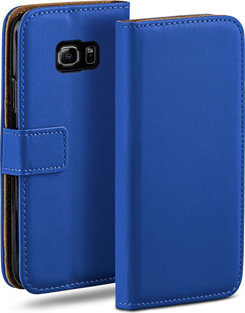 moex Book Case kompatibel mit Samsung Galaxy S6 Edge - Hülle 360 Grad klappbar, Blau