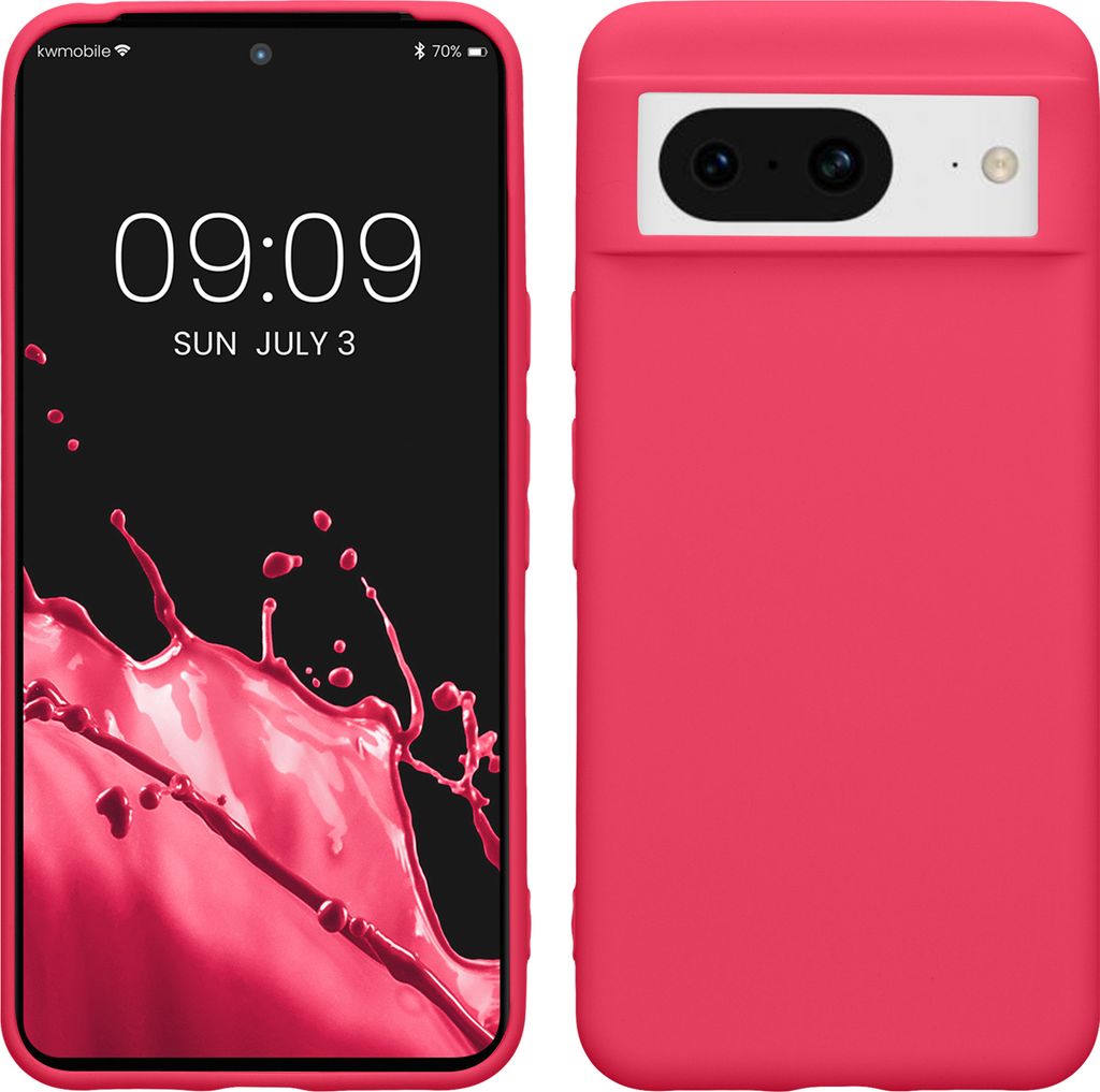 kwmobile Hülle kompatibel mit Google Pixel 8 Hülle - weiches TPU Silikon Case - Cover geeignet für kabelloses Laden - Neon Pink