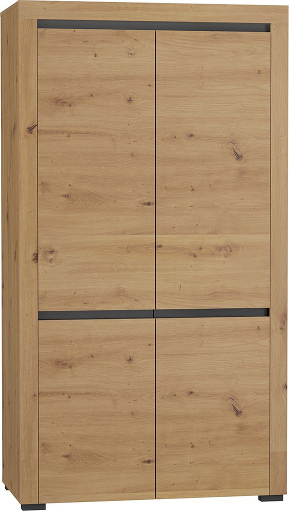Schrank Kasla mit 2 Türen, Holzoptik und Anthrazitgrau, 195cm