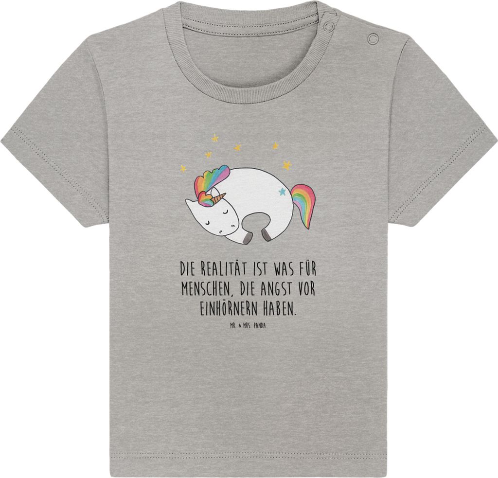 Mr. & Mrs. Panda Babyshirt Einhorn Nacht 24. - 36. Monat - Heather Grey - Geschenk, Freundin, Organic Baby T-Shirt, Ruhe, Unicorn, Kinder, Menschen...