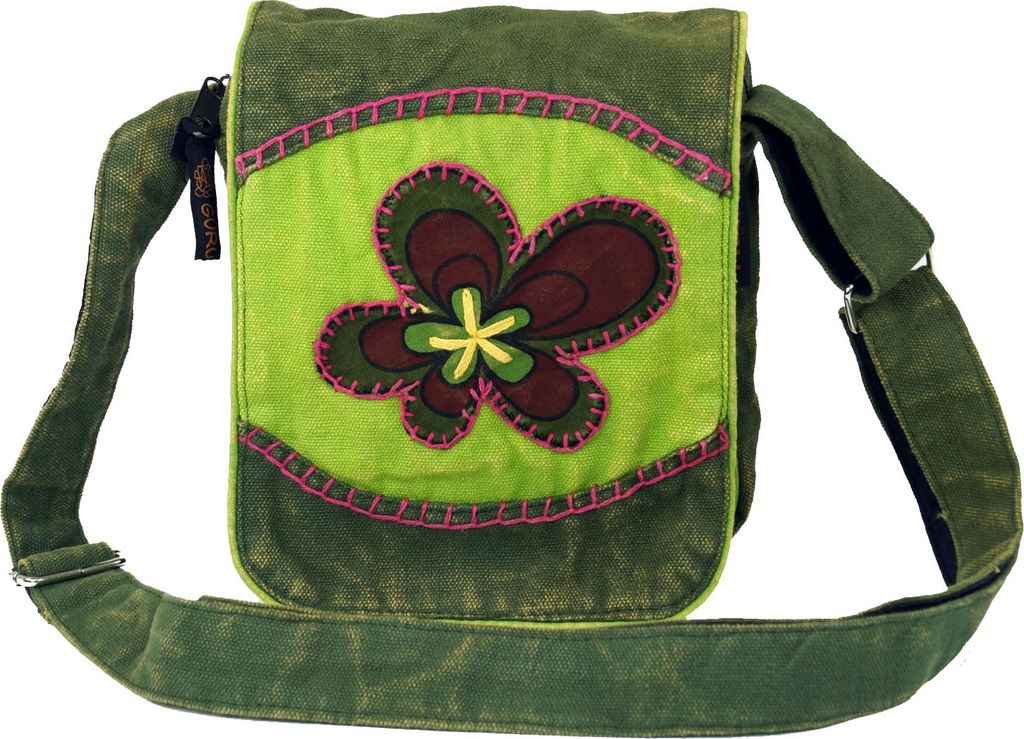 Kleine Schultertasche, Hippie Tasche, Goa Tasche - Grün, Produktbild 