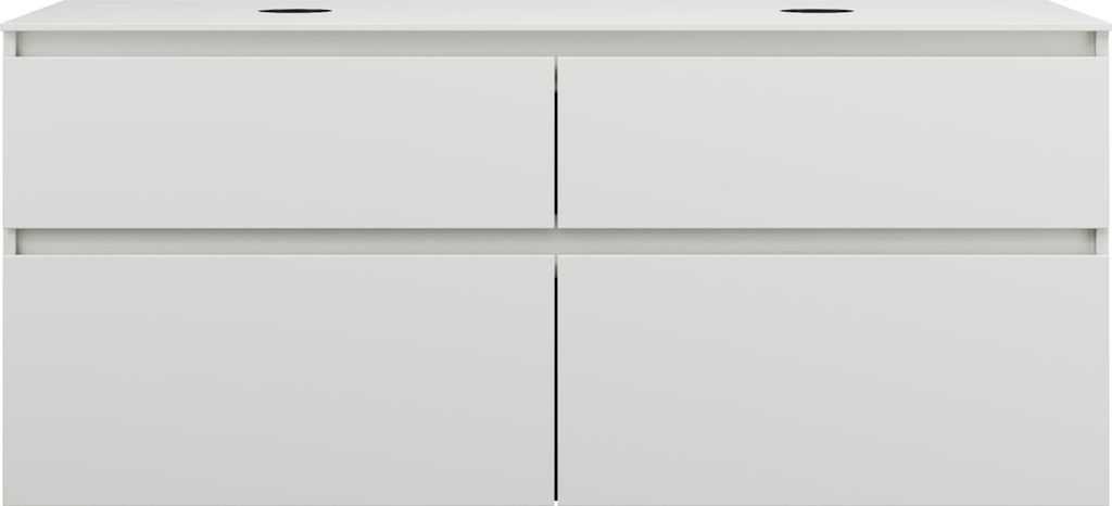 burgbad Lin20 Waschtischunterschrank inklusive Konsolenplatte, 2 Beckenausschnitte, 4 Auszüge, 1402x552x611mm, SGRC140F5363
