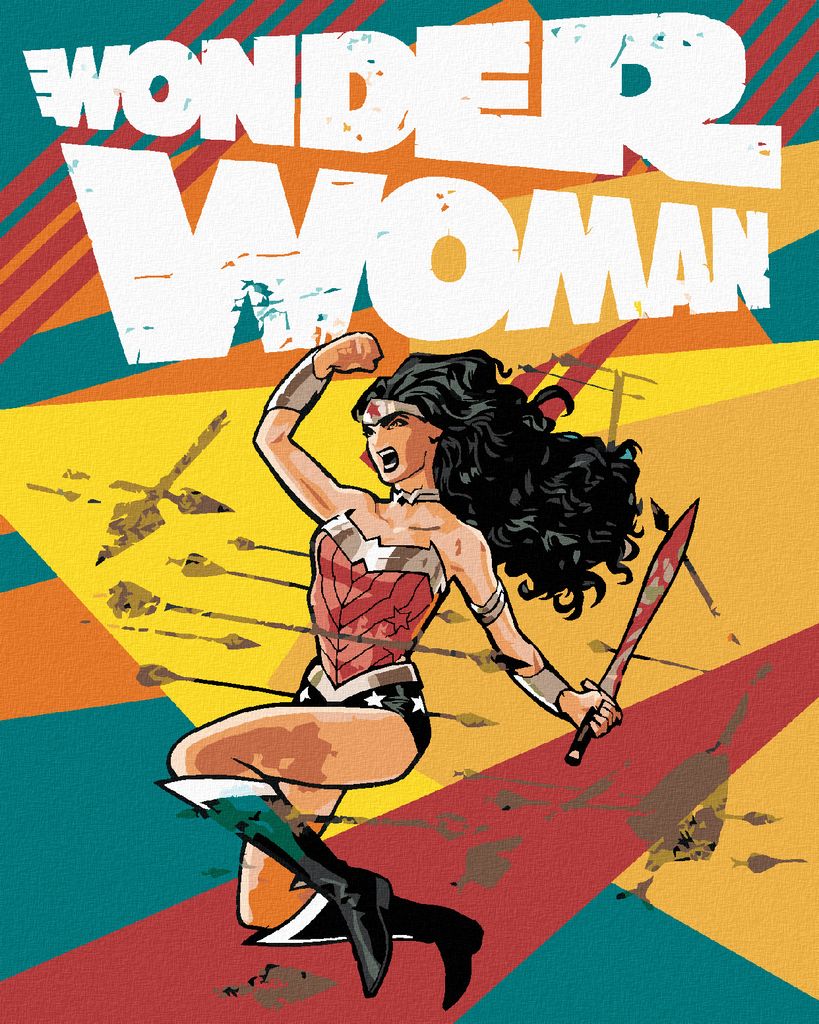 Zuty - Malen nach Zahlen - WONDER WOMAN UND PFEILE PLAKAT, 40x50 cm, ohne Keilrahmen