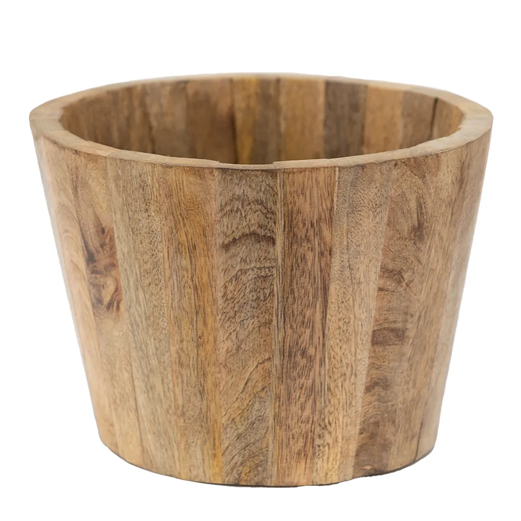 Pot de fleurs intérieur en bois brun 18 cm pour décoration de salon