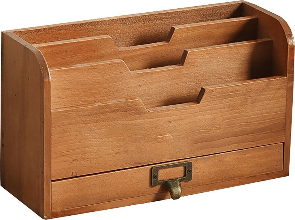 Schreibtisch-Organizer, Aufbewahrungsregal aus Holz mit Schublade zur Aufbewahrung von Briefmarken, Notizen, Büroklammern und Scheren