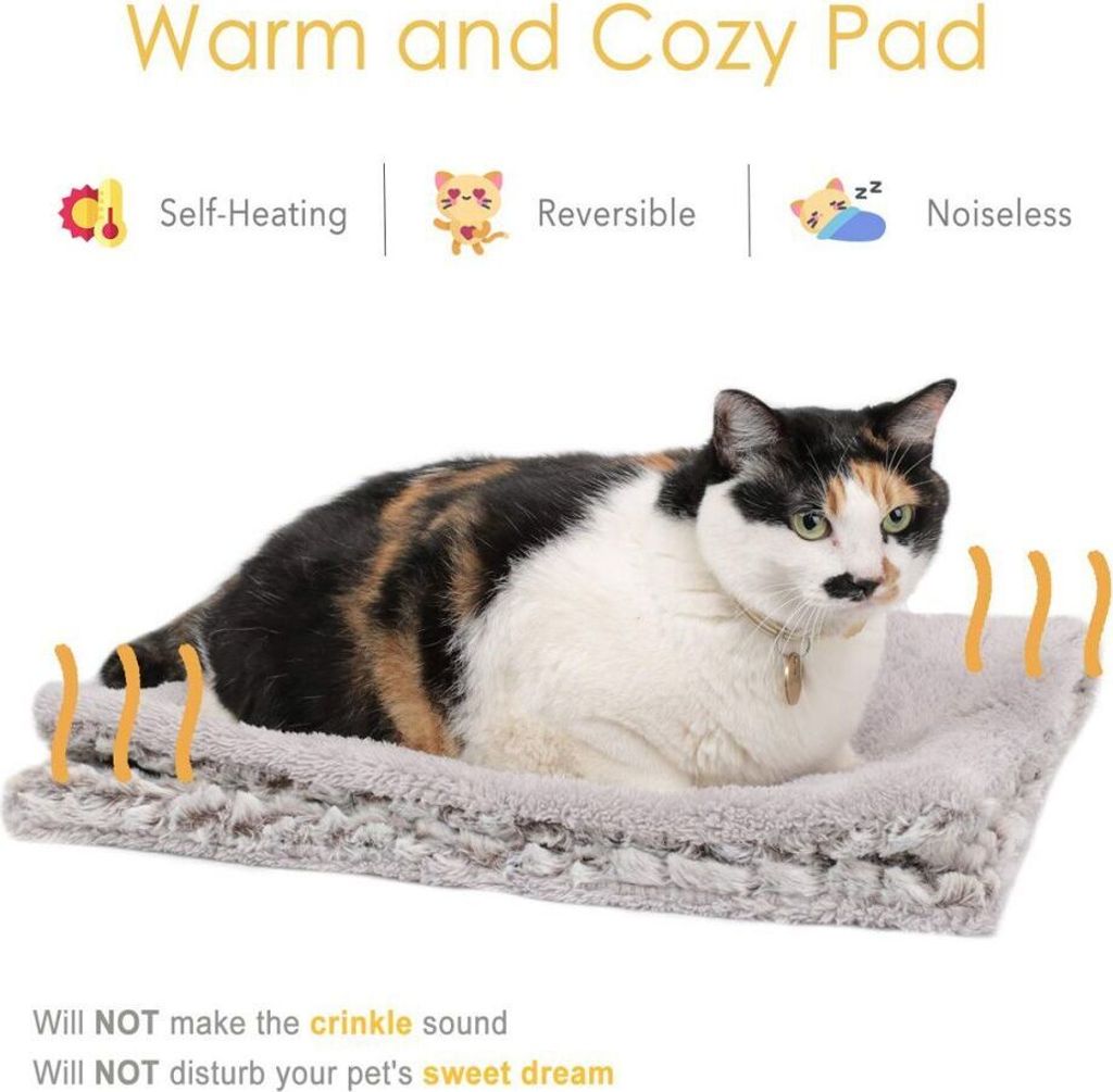 Mora Pets Selbstheizende Katzen-Decke - Flauschige Wärmedecke Für Katzen & Hunde (Beige, 74x48cm)