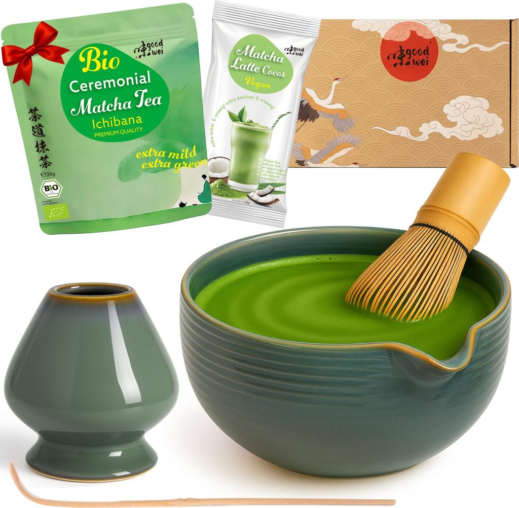 Matcha Latte Set "Menouseki Spout" mit Schale mit Produktbild 