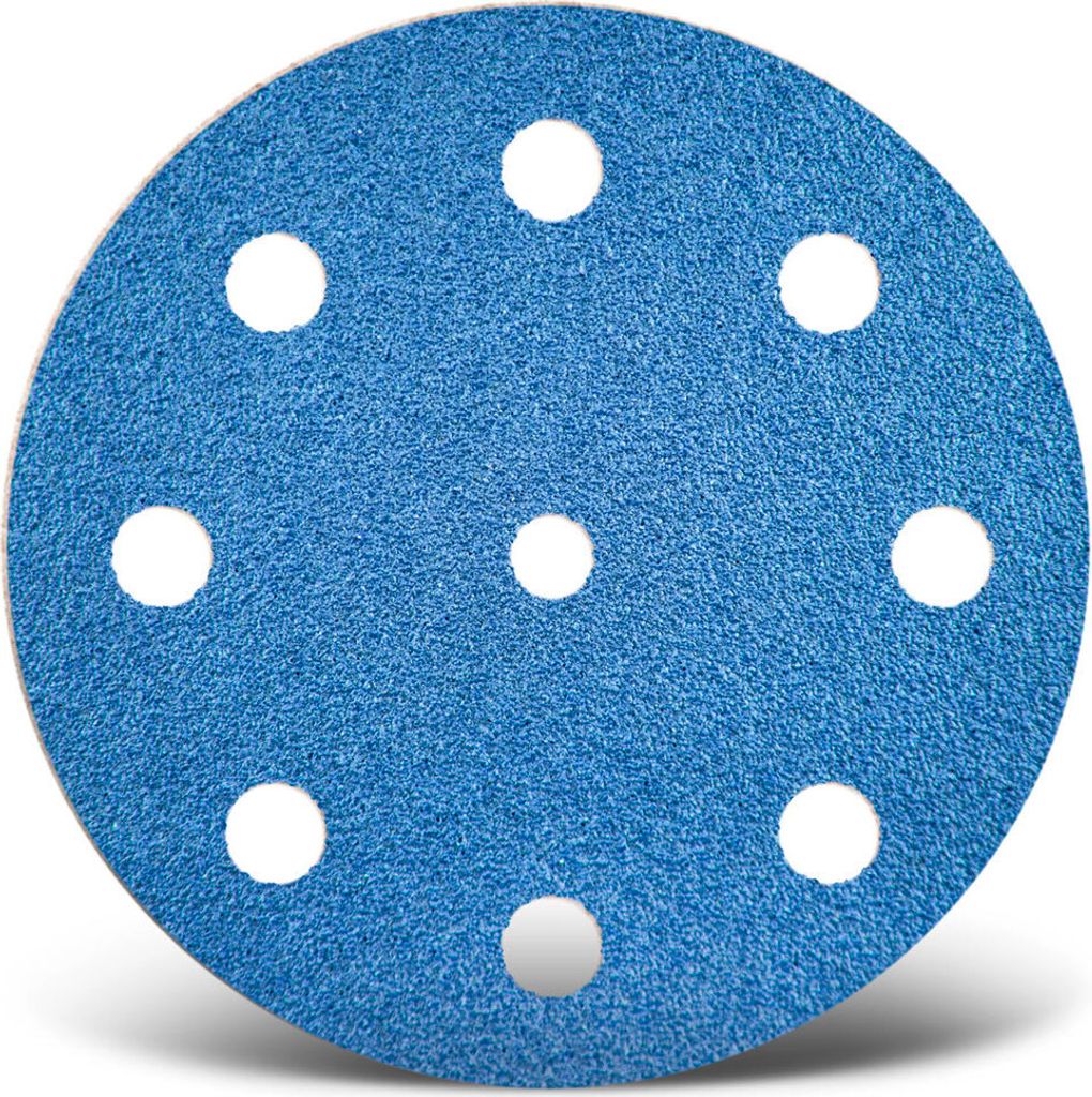MENZER Blue Klett-Schleifscheiben, 125 mm, 9-Loch, f. Exzenterschleifer, Zirkonkorund (25 Stk.) K60