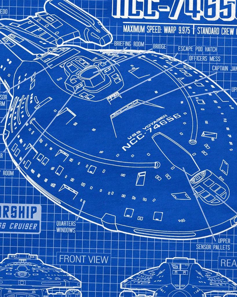 style3 NCC-74656 Voyager T-Shirt Herren trek trekkie blaupause