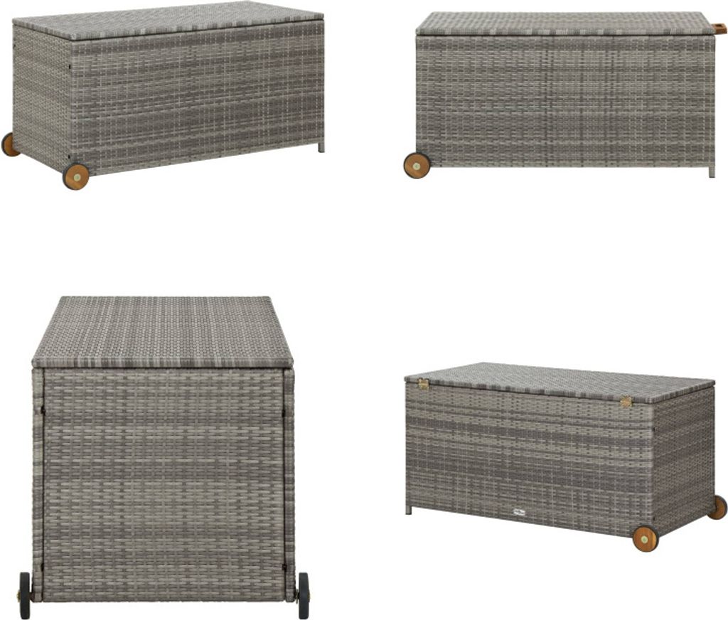 vidaXL Gartenbox Hellgrau 120x65x61 cm Poly Rattan - Aufbewahrungsbox - Aufbewahrungsboxen - Kissenbox - Kissenboxen