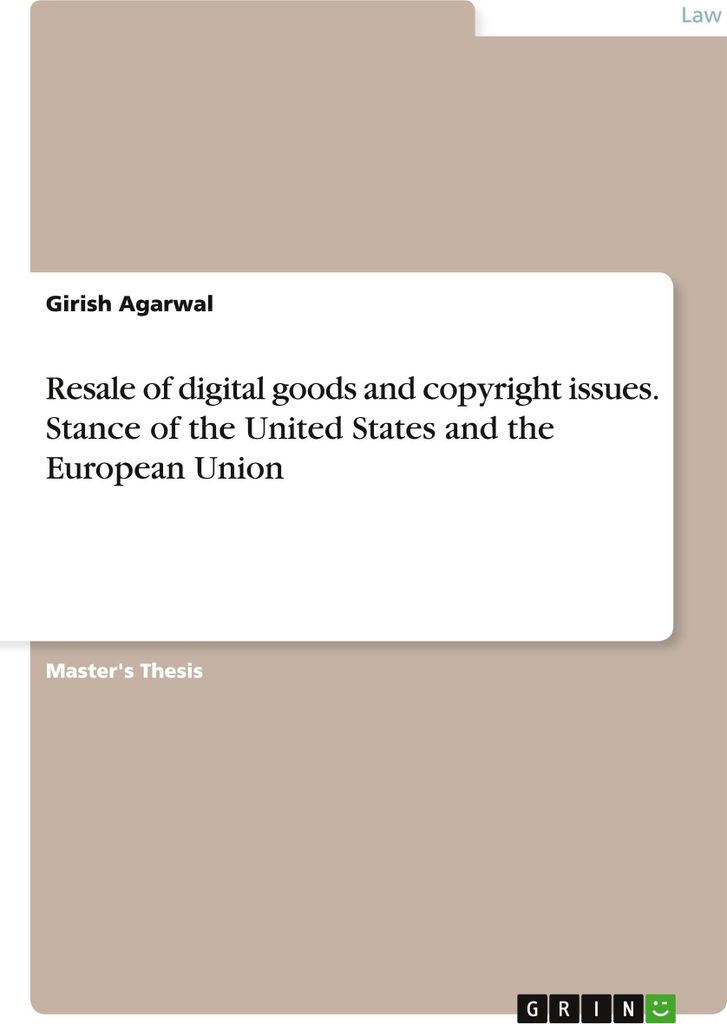 Resale of digital goods and copyright issues. Stance of the United States and the European Union