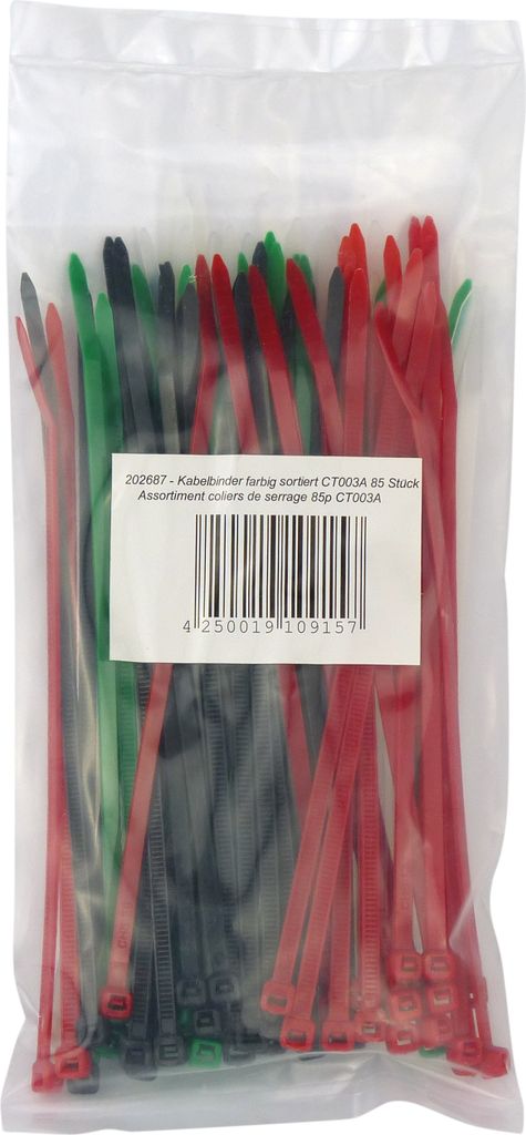 Kabelbinder-Sortiment, farbig sortiert, 3,6x150mm, Produktbild 
