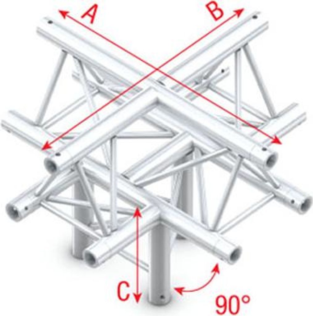 Milos Pro-30 Triangle P Truss - Cross + down 5-way - apex up - 71cm ACB52 - 90° corner