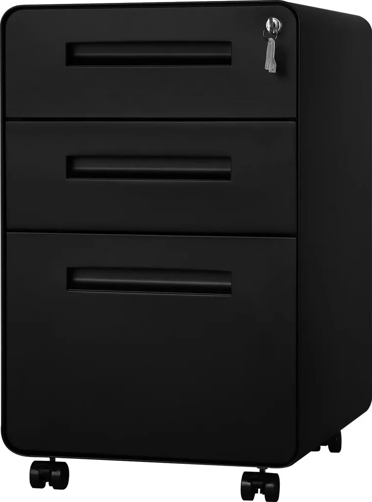Caisson de bureau pour dossiers suspendus et fournitures - Métal Noir