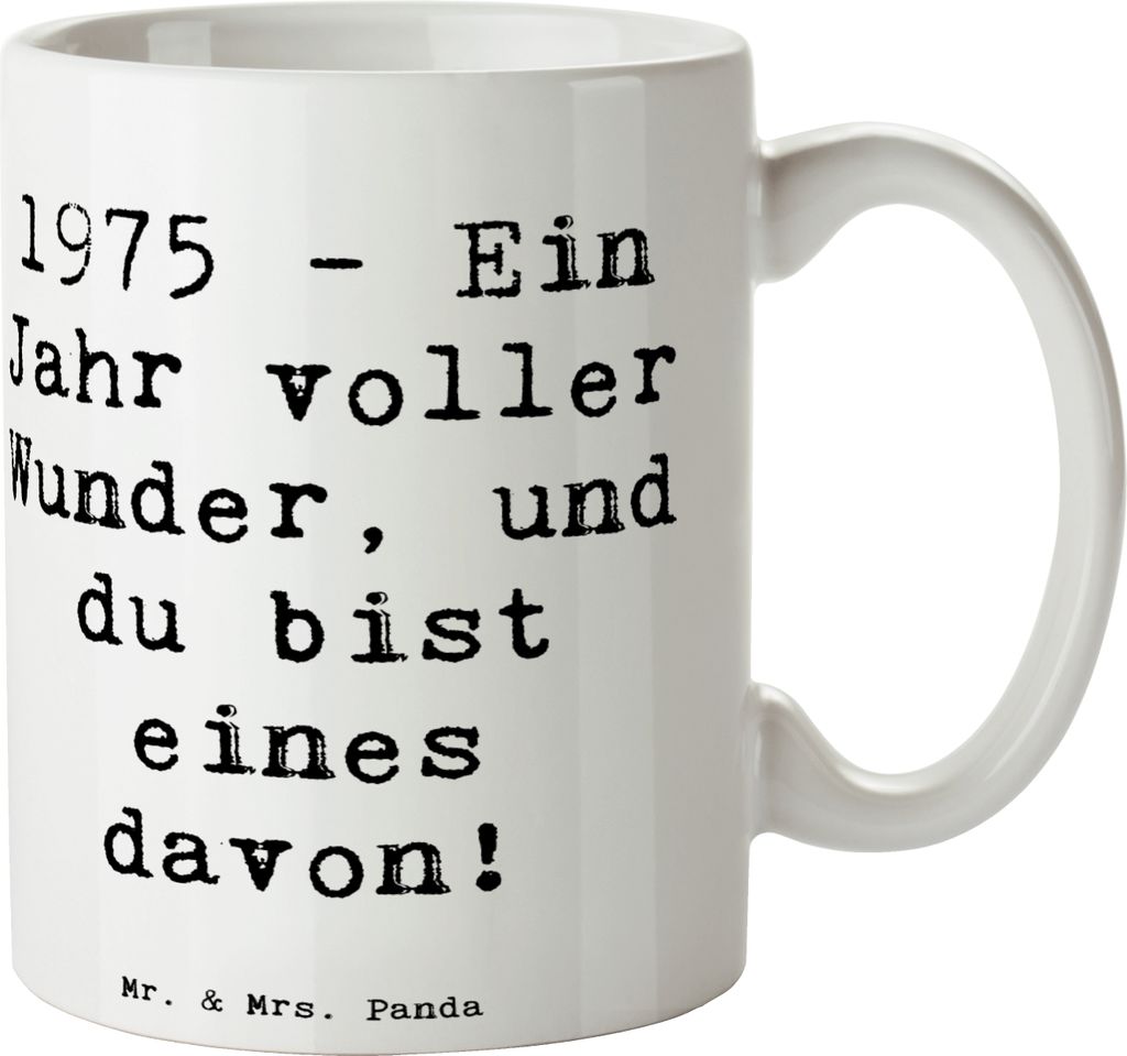 Mr. & Mrs. Panda Tasse Spruch 1975 Geburtstag Wunder - Weiß - Geschenk, feiern, Kaffeebecher, Teetasse, Erinnerungen, Jahr voller, Becher, Kaffeet...