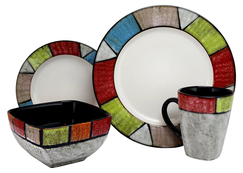 Country Cottage Geschirr-Set, Steingut, 16-teilig