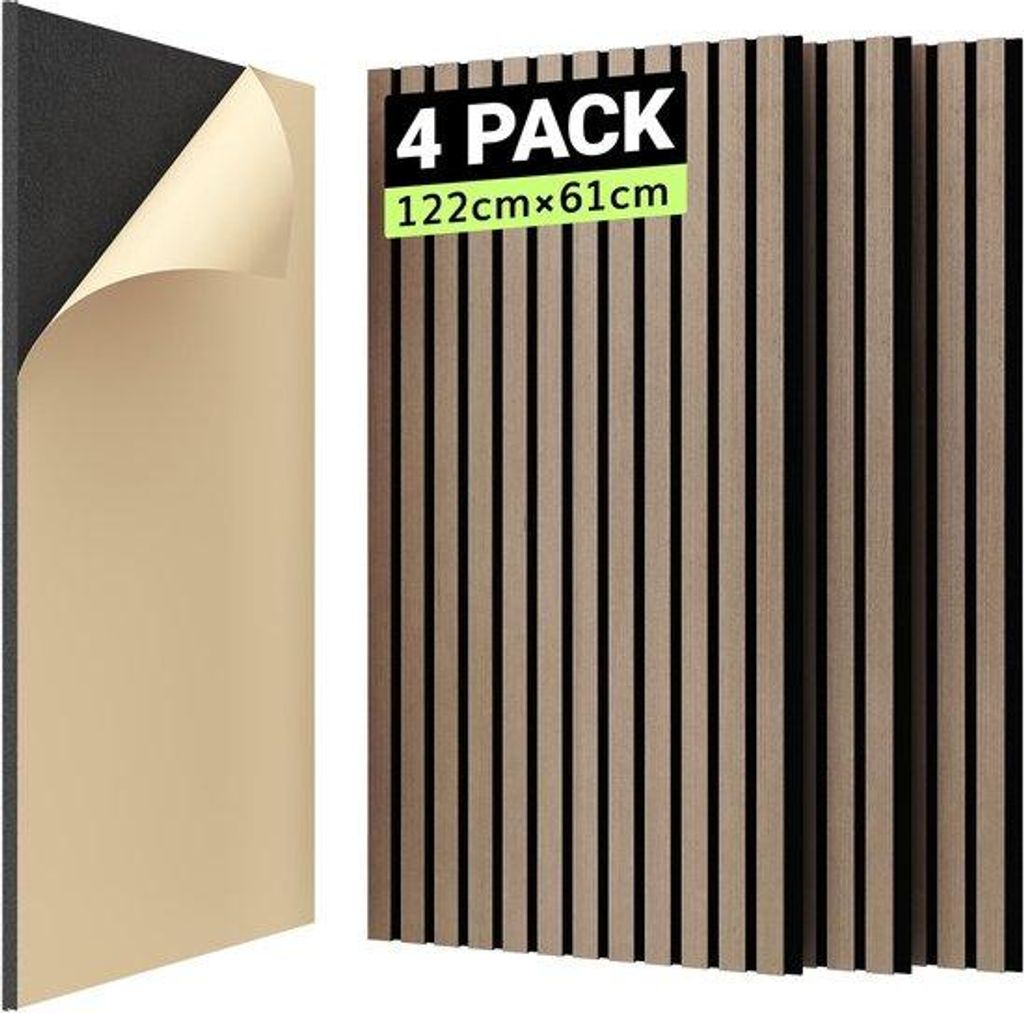 Tonor akoestische 3D houten paneelwand, bruin, zelfklevend, 122 x 61 cm