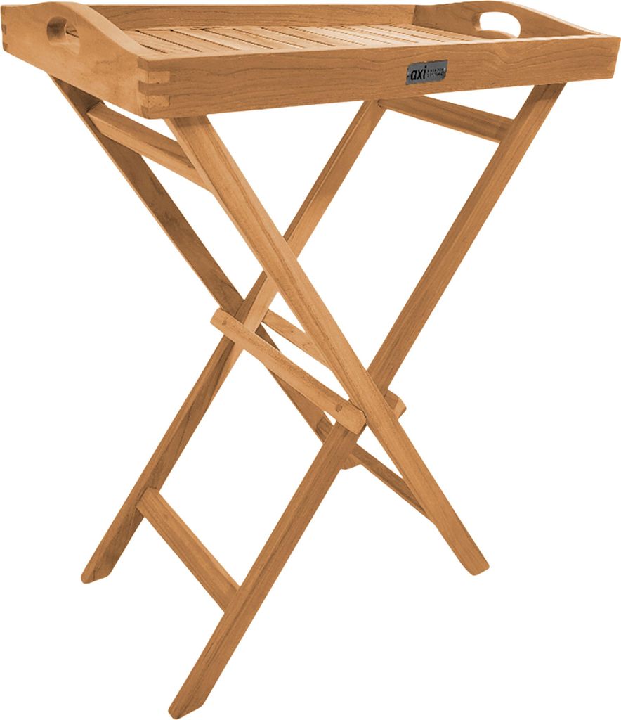 AXI Lora klappbarer Beistelltisch aus Teak Holz mit abnehmbarem Tablett | Kleiner Tisch klappbar für Garten, Balkon, Terrasse aus Teakholz | Couch...
