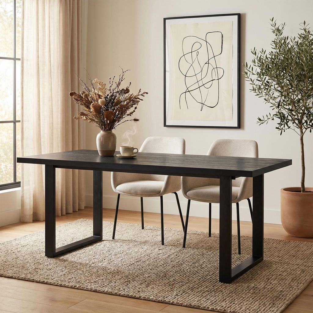 Esstisch LESINA 160 x 80 cm, Schwarz - Robuster Produktbild 