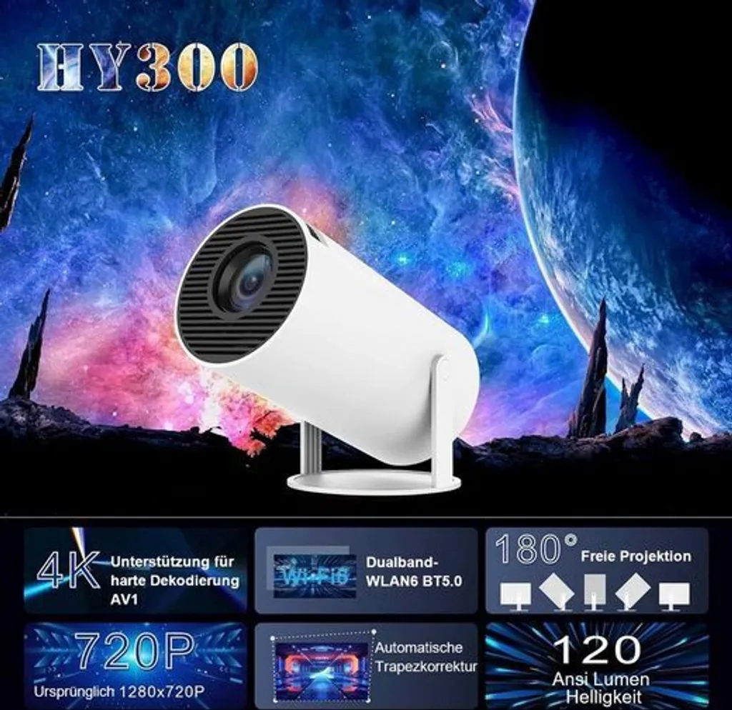 Projecteur de poche Android 11 avec objectif rotatif à 180 degrés