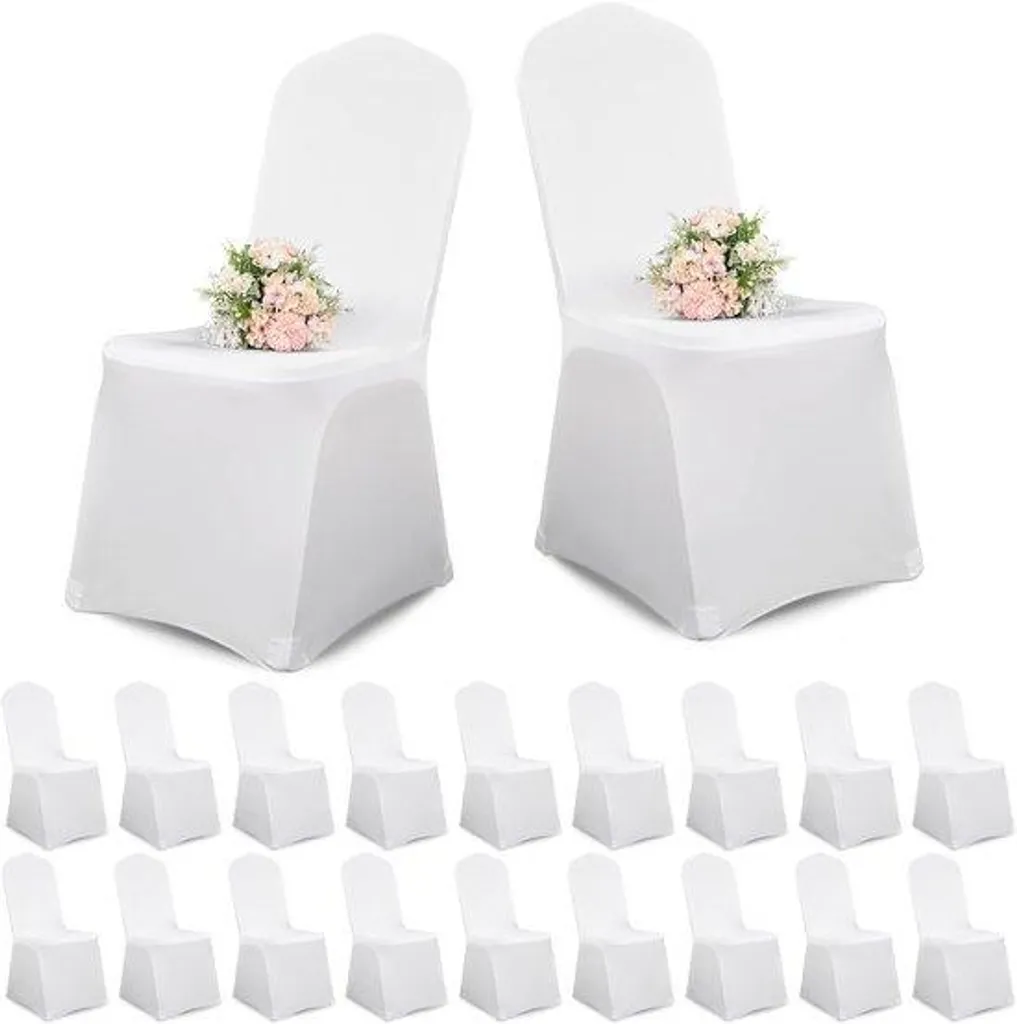 Housses de Chaise Blanches Lavables en Élasthanne pour Banquet Lot de 20