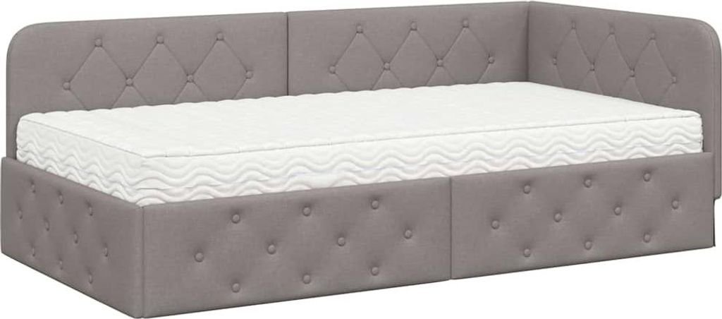 vidaXL Eckbettgestell Taupe 100 x 200 cm Stoff
