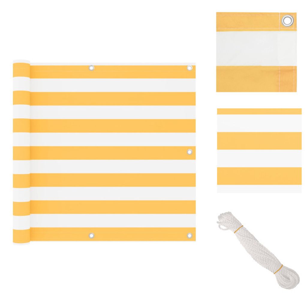 vidaXL Balkon-Sichtschutz Weiß und Gelb 90x400 cm Oxford-Gewebe - Sonnenschirme & Sonnenschutze